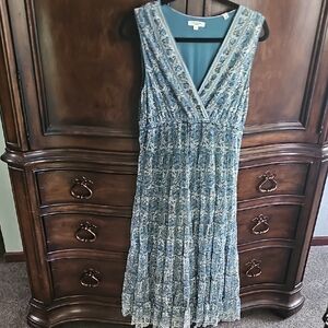Max Studio Teal and White Patterned Maxi Dress